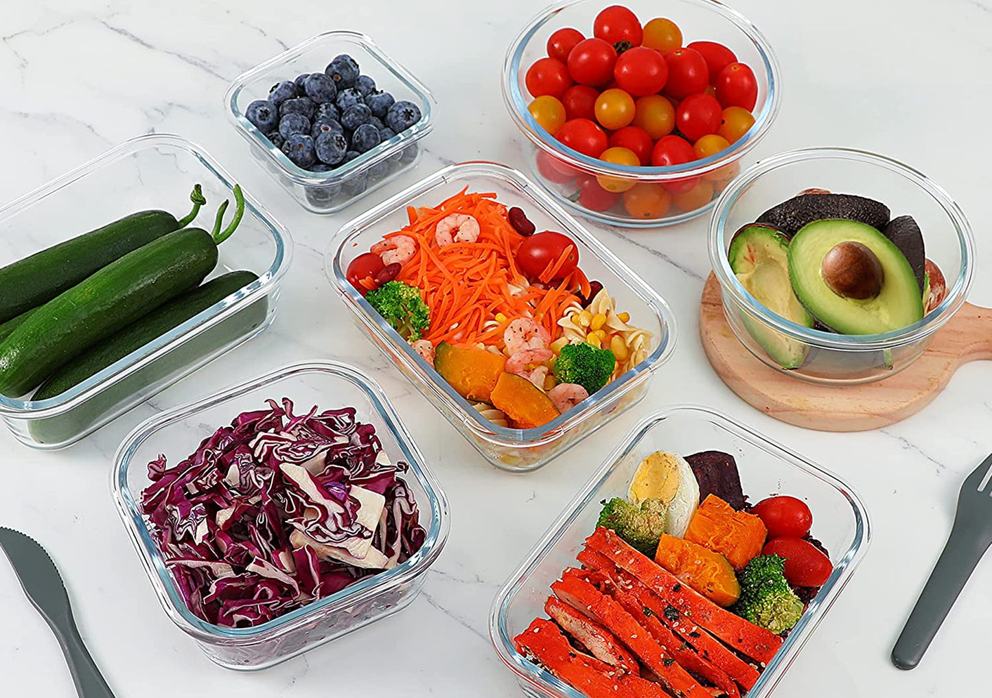 24Pcs - multi size glass containers 