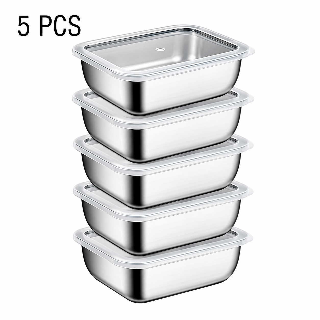 5Pcs - Stainless steel meal prep containers