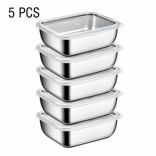 5Pcs - Stainless steel meal prep containers
