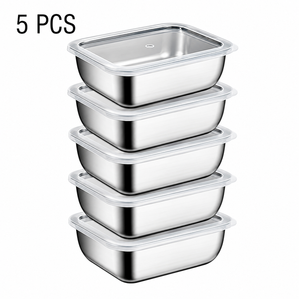 5Pcs - Stainless steel meal prep containers